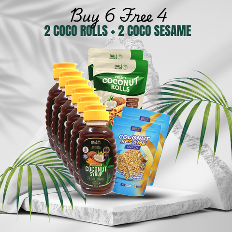 Paket 6 Sirup Kelapa Organik GRATIS COCO ROLLS dan COCO SESAME